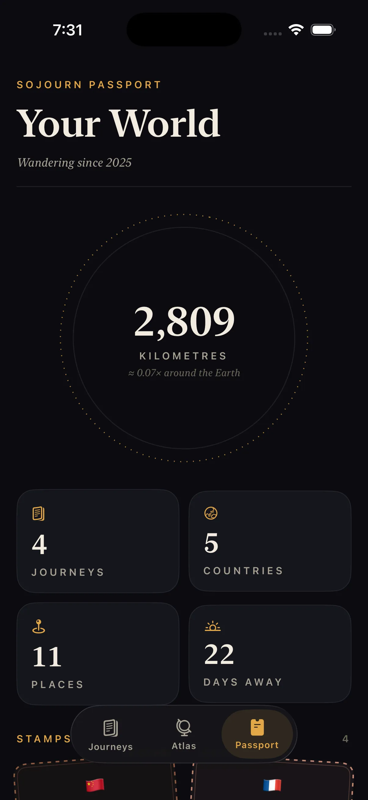 Lifetime totals, embossed